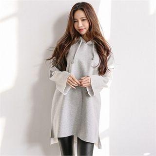Hooded Dolman-sleeve Mini Pullover Dress