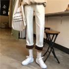 Fleece-lined Cropped Wide-leg Jeans