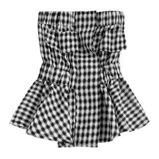 Plaid Ruffle Trim Tube Top Plaid - One Size