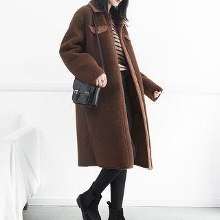 Two-tone Fleece Long Jacket