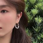 Faux Pearl Hoop Earring 1 Pair - Gold Plating - Gold & White - One Size