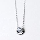 S925 Sterling Silver Rhinestone Moon Necklace