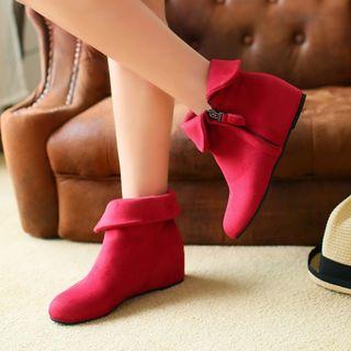 Fold Over Hidden Wedge Ankle Boots