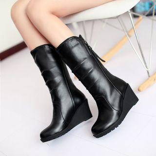 Wedge Mid Calf Boots