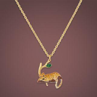 Leopard Print Pendant Alloy Necklace 1 Pc - Gold - One Size