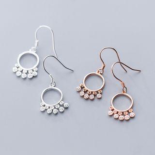 925 Sterling Silver Rhinestone Dream Catcher Earring