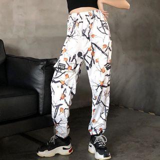 Leaf Print Cargo Pants