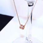 Alloy Rhinestone Turnable Pendant Necklace Rose Gold - One Size