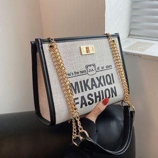 Lettering Chain Strap Tote Bag