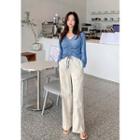 Belted Wide-leg Cotton Pants