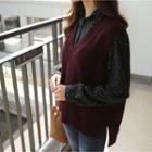 V-neck Dip-back Wool Blend Knit Vest