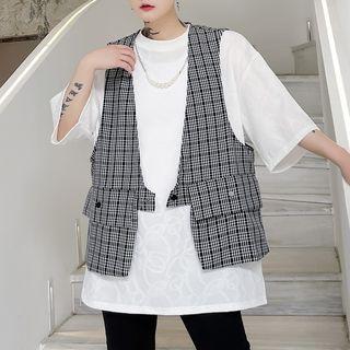 Pocket Plaid Vest