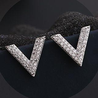 Rhinestone V-shaped Earrings