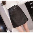 Asymmetric Faux Leather A-line Mini Skirt