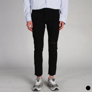 Hidden-band Raw-hem Slim-fit Pants