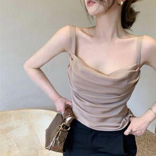 Spaghetti Strap Satin Top Gold - One Size