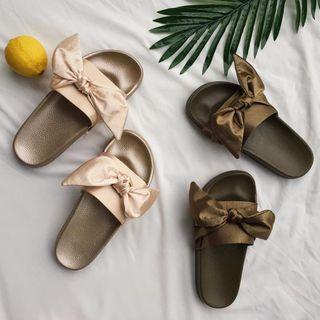 Silk Trim Flat Slide Sandals