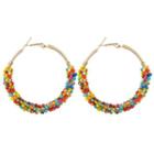 Bead Alloy Hoop Earring 1 Pair - Gold - One Size