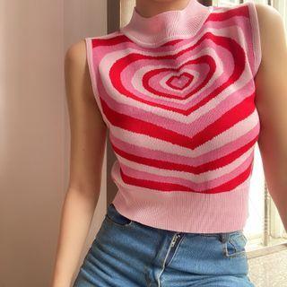 Mock-neck Knit Crop Tank Top