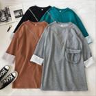 Set: 3/4-sleeve Pullover Dress + Crossbody Bag