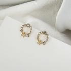 Rhinestone Hoop Ear Stud 1 Pair - 925 Silver Earrings - One Size