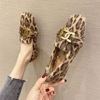 Leopard Print Faux Fur Loafers