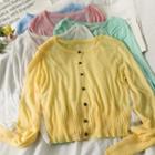 Button-up Light Knit Top In 6 Colors