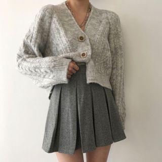 Cropped Cardigan / Mini Pleated Skirt