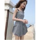 Cut Out Gingham Strappy A-line Dress