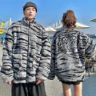 Couple Matching Tiger Print Fleece Zipped Jacket
