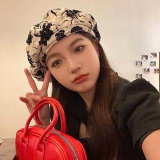 Flower Beret Hat White - One Size