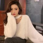 Long-sleeve Cutout Halter Sweater