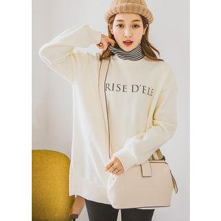 Tall Size Striped Turtleneck Fleece Lined Sweatshirt