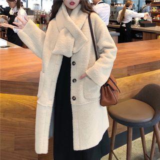 Fleece-lined Pocket Button Long Coat