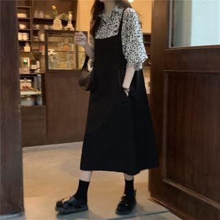 Set: Print Shirt + Plain Jumper Dress