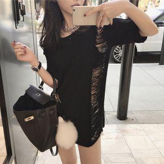 Fringed Knit Panel Top