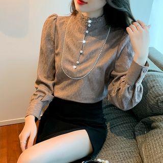 Lace Trim Beaded Blouse