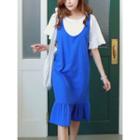Inset T-shirt Frill-hem Jumper Dress