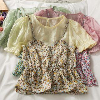 Mock Two-piece Floral Top
