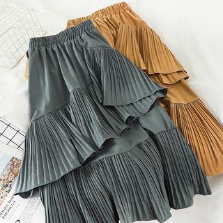 Midi Pleated Layered Skirt
