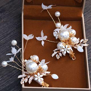Wedding Faux Pearl Branches Hair Clip 1 Pair - White - One Size