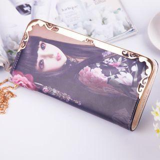 Print Zip Long Wallet Gold Chain - Rose Pink - One Size