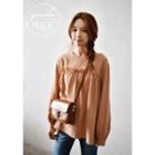 Puff-sleeve Frill-trim Top