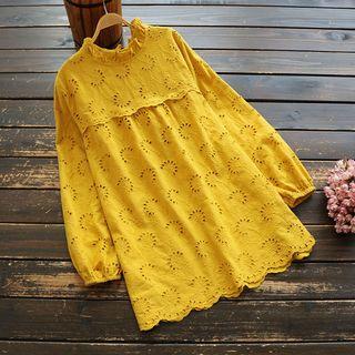 Lace Embroidered Frill-trim Top