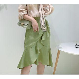 Plain Irregular Ruffle Mermaid Skirt