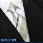 Genuine Silk Plaid Neck Tie Zsld011 - White & Green - One Size