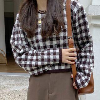 Gingham Cropped Sweater