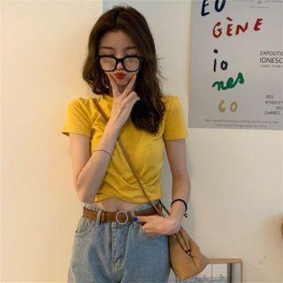 Plain Crop Short-sleeve T-shirt