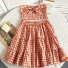 Set: Gingham Tube Top + Tiered A-line Skirt