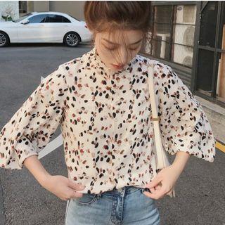Mock Neck Floral Print Shirt